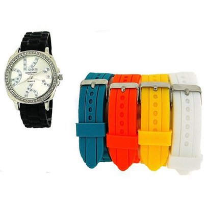 uPhilip Mercier Constant Ladies Crystal - 5 Interchangeable Neon Silicone Straps Gift Set 