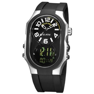 Philip Stein 3RB-AD-RB Signature Black Plated Chronograph Black Rubber Strap