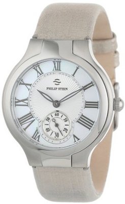 Philip Stein 41-CMOP-CMBZ Round Mother-Of-Pearl Bronze Metallic Calf Strap