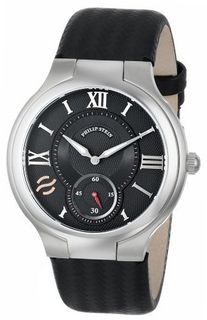 Philip Stein 42-BK-BB Round Black Dial Ballistic Black Strap