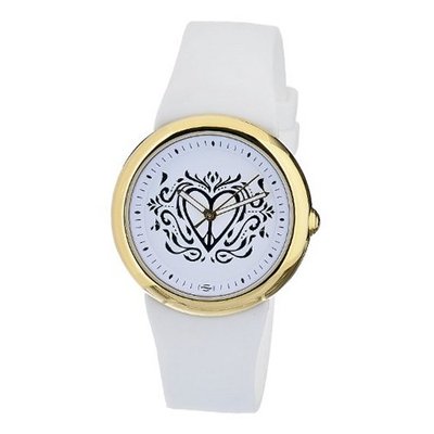 Philip Stein F36G-PL-W Quartz Stainless Steel White Dial with Black Grafitti Heart Dial