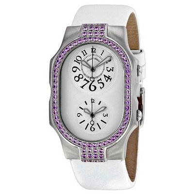 Philip Stein Silver Dial White Leather Strap Ladies 2SPFFA2KW