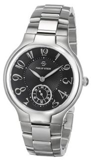 Philip Stein Unisex 42-FB-SS Stainless Steel Bracelet and Black Dial