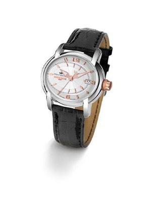 Philip Stainless Steel Black Leather Silver Dial R8251150545