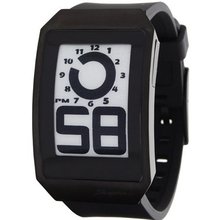 Phosphor Unisex DH04 Digital Hour E-INK Curved Black Ion-Plated Polyurethane Band