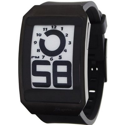 Phosphor Unisex DH04 Digital Hour E-INK Curved Black Ion-Plated Polyurethane Band