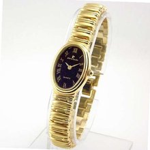 PIERRE CARDIN Gold-tone Oval Black Dial Roman Numeral Bracelet . Model: PC4147YB
