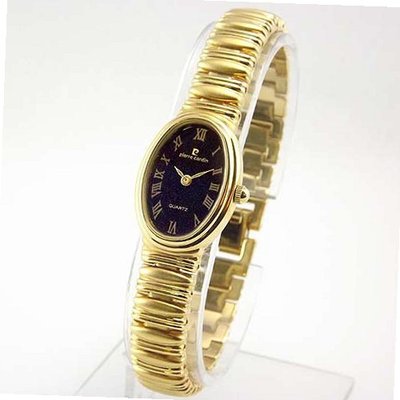 PIERRE CARDIN Gold-tone Oval Black Dial Roman Numeral Bracelet . Model: PC4147YB
