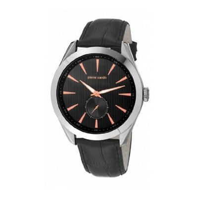Pierre Cardin pc105851f03 mm Stainless Steel Case Black Calfskin Mineral