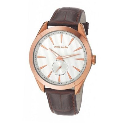 Pierre Cardin pc105851f05 mm Gold Plated Stainless Steel Case Brown Leather Mineral