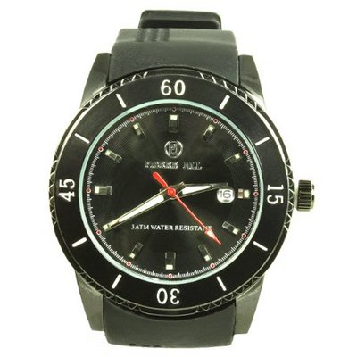 Pierre Jill in Black Dial Black Silicone Strap