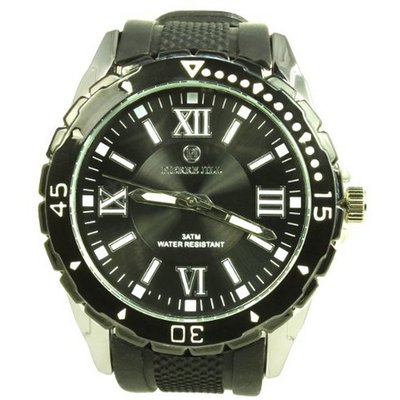 Pierre Jill in Black Dial Black Silicone Strap