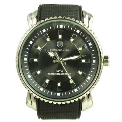 Pierre Jill in Black Dial Black Silicone Strap