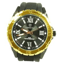 Pierre Jill in Black Dial Black Silicone Strap