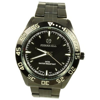 Pierre Jill in Black Dial Black Stainless Steel Bracelet