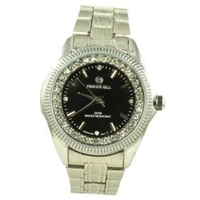 Pierre Jill in Black Dial Enchanted with Rhinestone Silver Stainless Steel Bracelet