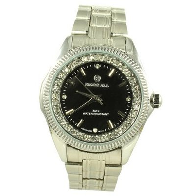 Pierre Jill in Black Dial Enchanted with Rhinestone Silver Stainless Steel Bracelet