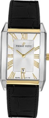 Pierre Petit P-778B Serie Paris Two-Tone Rectangular Black Leather Date