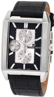 Pierre Petit P-780A Serie Paris Rectangular Case Black Leather Chronograph