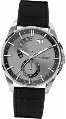 Pierre Petit P-793A Le Mans Stainless Steel Luminous Black Genuine Anti Allergic Leather Big Date