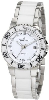 Pierre Petit P-808B Serie Colmar Stainless-Steel and White Ceramic Bracelet Date