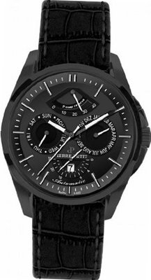 Pierre Petit P-822C Le Mans Black IP Stainless Steel Day Date Power Reserve Luminous Black Anti Allergic Genuine Leather
