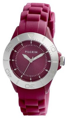 Pilgrim Quartz bourdeaux rem/ samme skive 701336304 with Rubber Strap