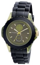 Pilgrim Quartz sort rem/ gr?n skive 701332402 with Rubber Strap