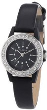 Pilgrim Quartz sort rem/sort skive 701336107 with Leather Strap