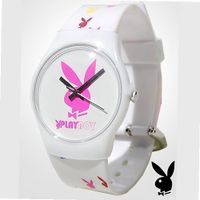 Playboy Pink Bunny Logo White Strap Ladies Designer Fashion Official PBH0520WH