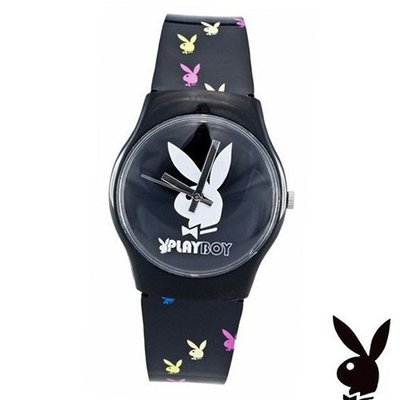 Playboy White Bunny Logo Black Strap Ladies Designer Fashion Official PBH0520BK