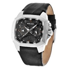 Police 13929js02 46mm Stainless Steel Case Black Leather Mineral