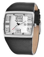Police 13936JS-04 Vision Silver and Black Leather Strap