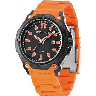 Police 13939JSB-02 Protector Black and Orange Plastic Strap