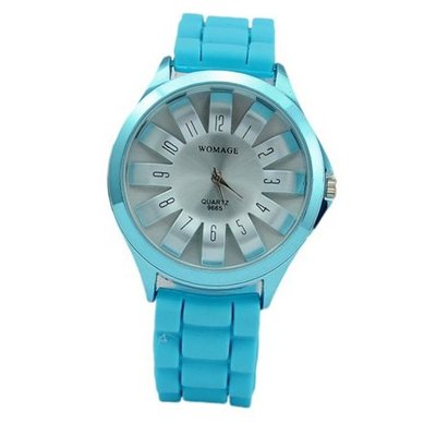 Fashion Weave Silicone Quartz Wrist Light Blue