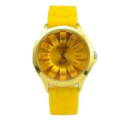 Fashion Weave Silicone Quartz Wrist Yellow