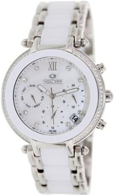 Precimax Glimmer Elite Ceramic PX13342 Two-Tone Ceramic Mother-Of-Pearl Dial Swiss Chronograph