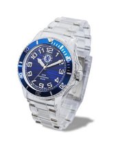 Premiership Football Alpine Quartz with Blue Dial Analogue Display and Transparent Plastic or PU Strap GA3730