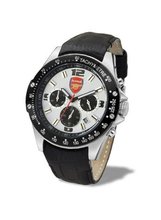 Premiership Football Chronograph Quartz with White Dial Chronograph Display and Black Leather Strap GA3722