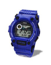 Premiership Football Digital Quartz Stop with LCD Dial Digital Display and Blue Plastic or PU Strap GA3729