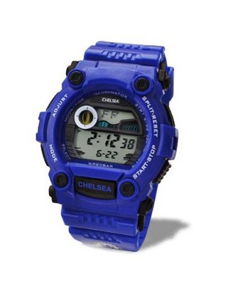 Premiership Football Digital Quartz Stop with LCD Dial Digital Display and Blue Plastic or PU Strap GA3729