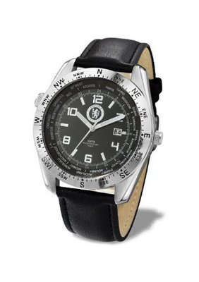 Premiership Football Quartz with Black Dial Analogue Display and Black Leather Strap GA3736