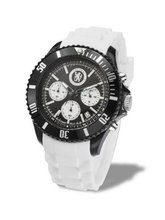 Premiership Football Quartz with Black Dial Chronograph Display and White Silicone Strap GA3737
