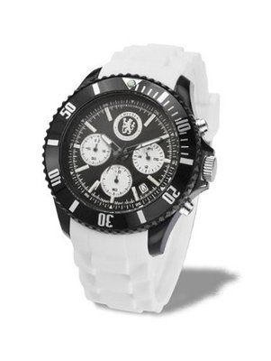 Premiership Football Quartz with Black Dial Chronograph Display and White Silicone Strap GA3737