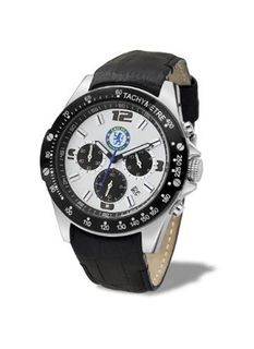 Premiership Football Quartz with White Dial Chronograph Display and Black Leather Strap GA3738