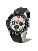 Premiership Football Quartz with White Dial Chronograph Display and Black Leather Strap GA3753