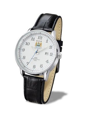 Premiership Manchester city  quartz with black leather strap