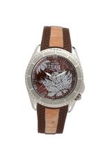 Prima Classe PCD 951/UU Stainless Steel Geo-Design Brown Rubber Strap