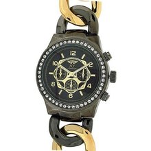 Prince London Black & Gold Chrono Effect ladies Metal Bracelet PI-7012