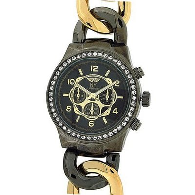 Prince London Black & Gold Chrono Effect ladies Metal Bracelet PI-7012